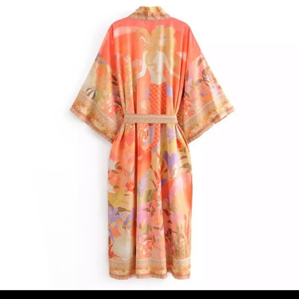 Mermaid Dreams Boho Kimono Duster Robe Coverup - Picture 2 of 8